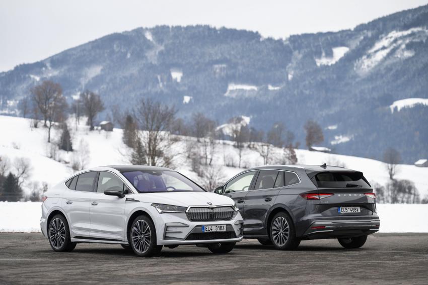 Skoda Enyaq Coupé L&K Front/Seite und Skoda Enyaq L&K Heck/Seite