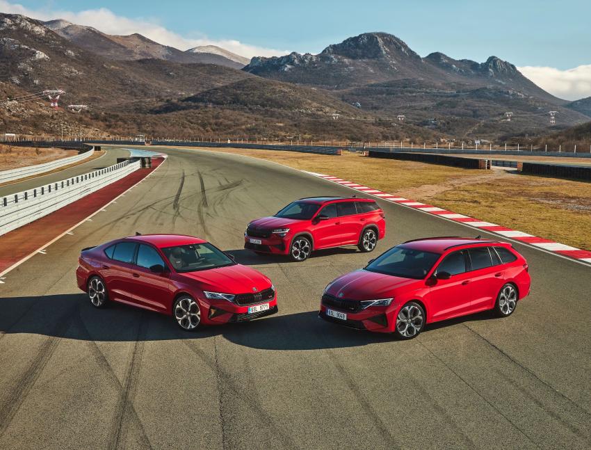 Skoda Octavia RS Combi, Skoda Octavia RS Limousine und Skoda Kodiaq RS Front/Seite